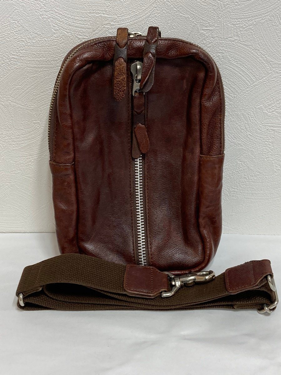 SHIPS JET BLUE シップス　ジェットブルー　レザーボディバッグ　ブラウン　こげ茶　本革