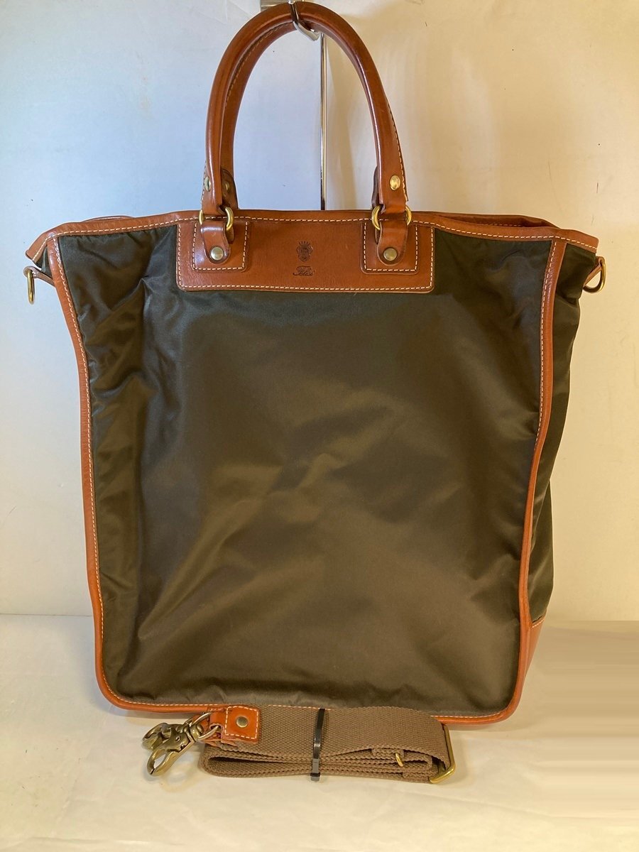Felisi フェリージ ナイロン レザー　トートバッグ　2WAYバッグ　カーキ　ブラウン　縦長型