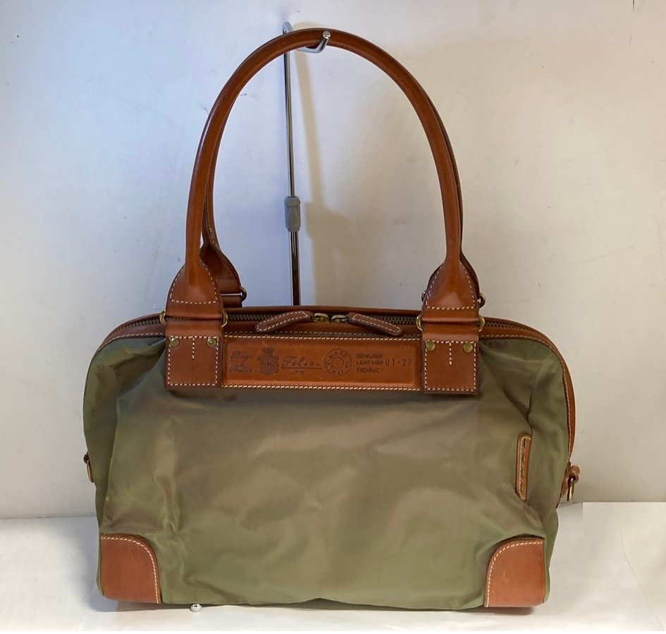 Felisi　フェリージ 　ハンドーバッグ　01-27　 レザー 　ナイロン　カーキ　ブラウン　