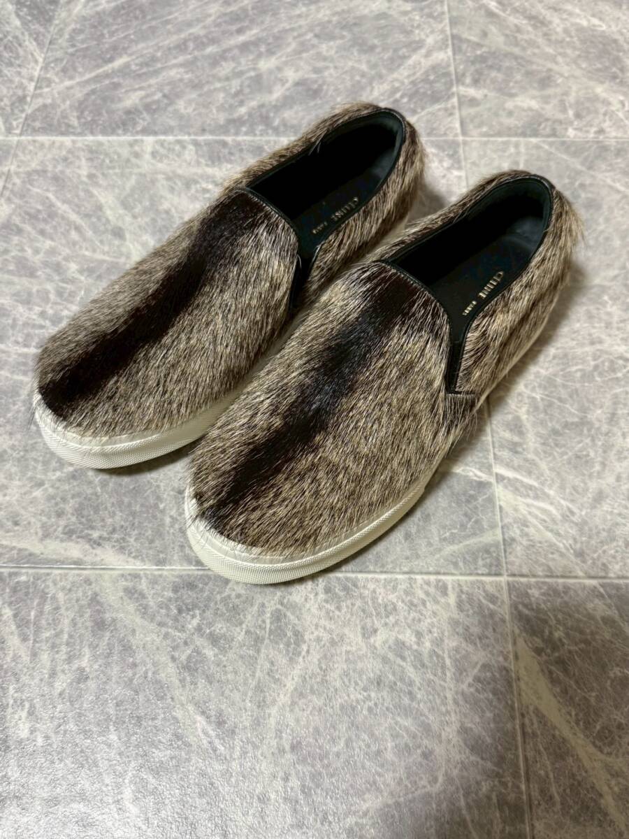 CELINE by Phoebe Philo セリーヌ フィービー ファー ハラコ レザー スリッポン スケーター 革靴 サイズ37