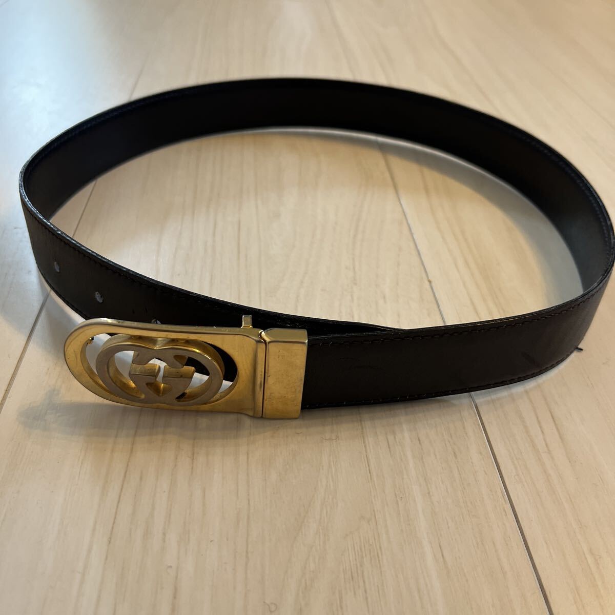 1円スタート GUCCI グッチ ベルト ゴールド オールドグッチ レザー イタリア製 ビンテージ ヴィンテージ 本革 レディース