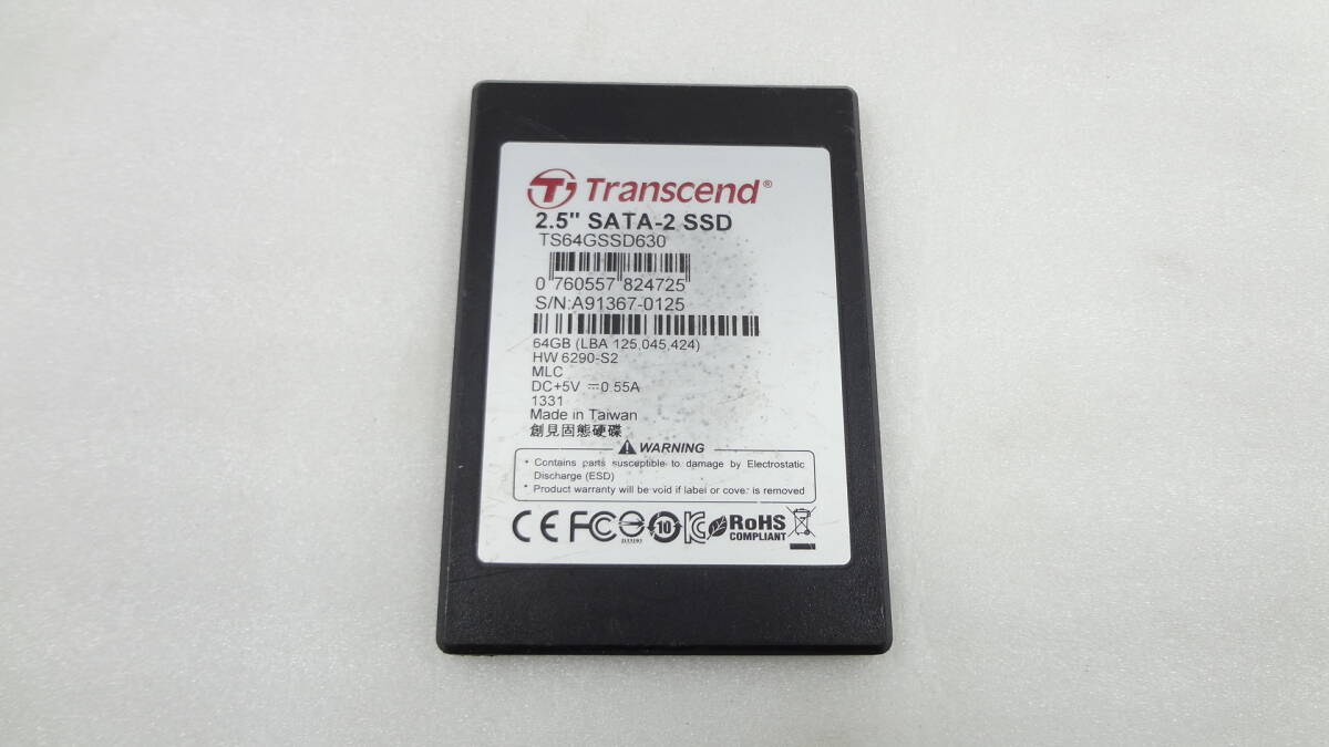 複数入荷 transcend 2.5インチSSD TS64GSSD630 64GB SATA 中古動作品