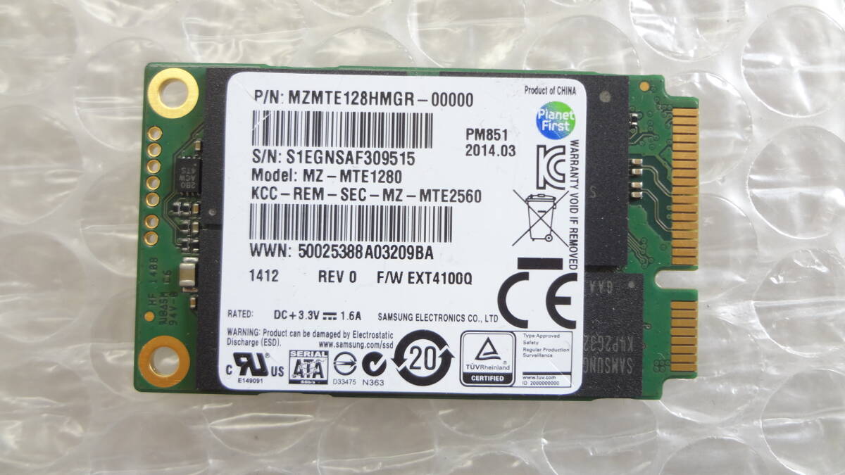 複数入荷　SAMSUNG SSD MZ-MTE1280 128GB mSATA 使用時間：1055～6709 中古動作品