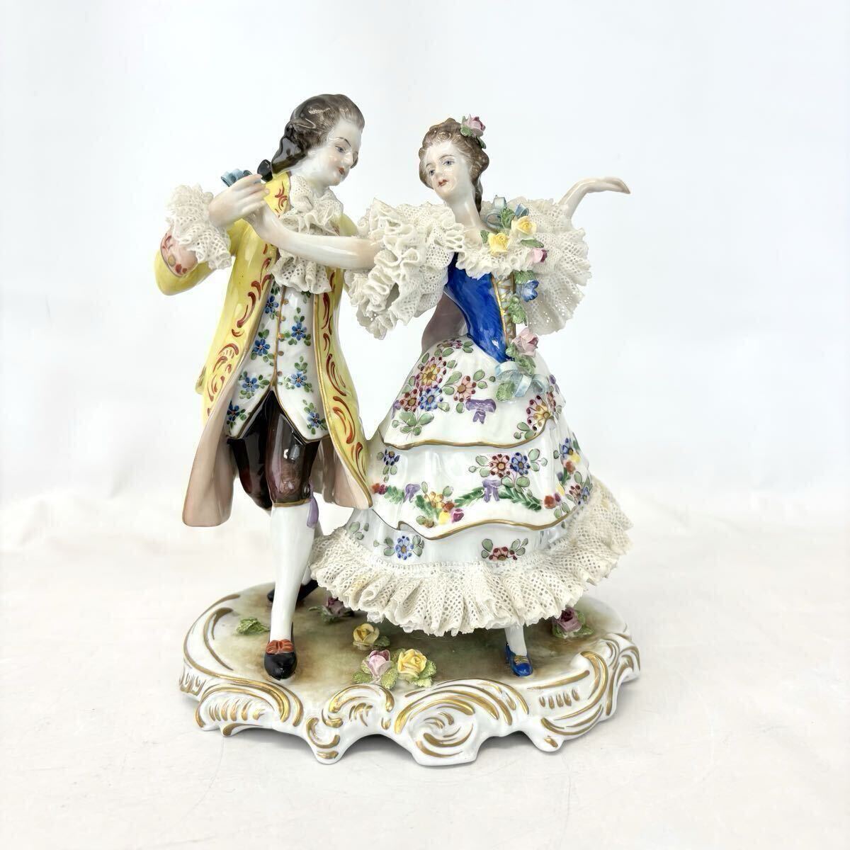ドレスデン レースドール フィギュリン フォルクシュテッド 陶器 人形 Meissen 置物 現状品 同梱不可