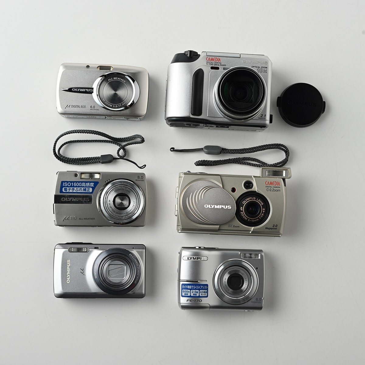 OLYMPUS デジカメ 6点 まとめ 【動作未確認/確認済混在】μ-7050 810 600 FE-170 C-700 C-2 バッテリー有 オリンパス ジャンク G