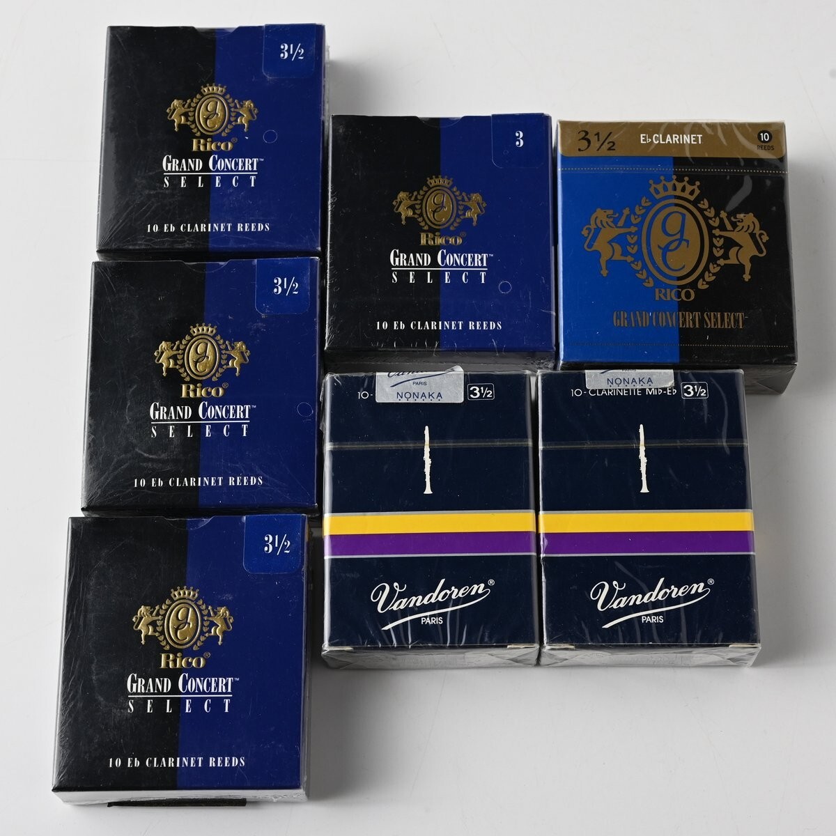 【未開封】RICO Vandoren E♭クラリネット リード 合計70枚 (7箱) グランドコンサートセレクト 硬さ 3-1/2 3 バンドーレン まとめ C