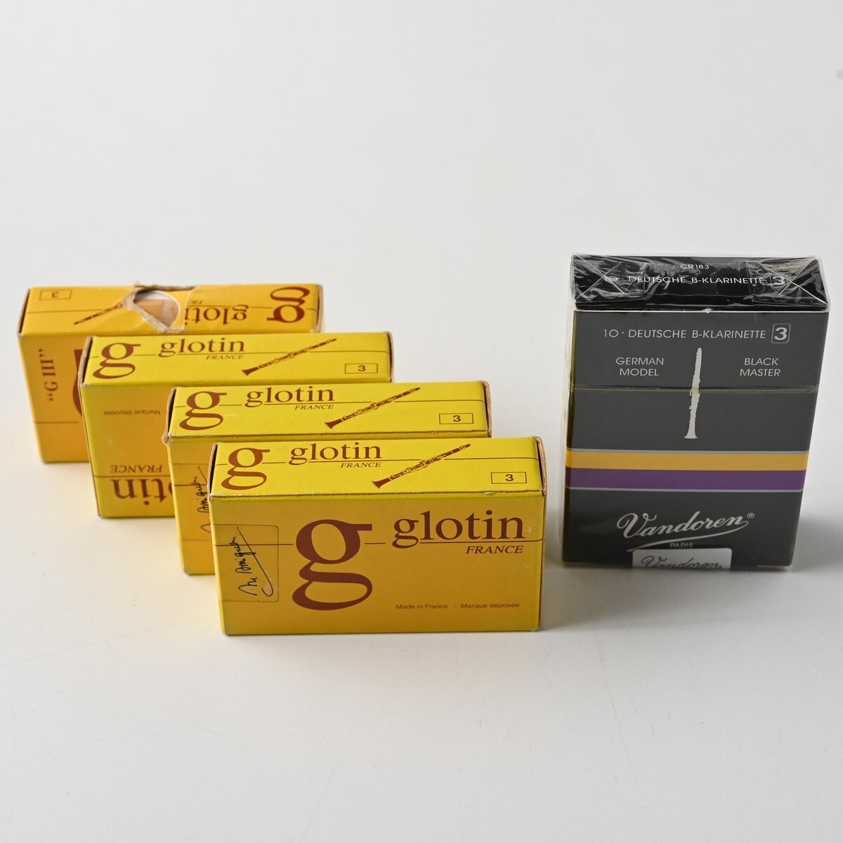 【未開封含】Glotin Vandoren B♭クラリネット リード 合計50枚 (5箱) 硬さ 3 ブラックマスター バンドーレン グロタン ベークラ まとめ J