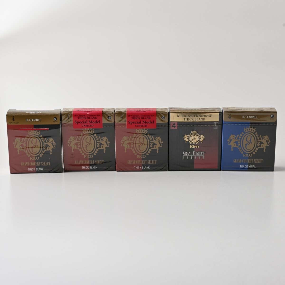 【未開封含】ダダリオ B♭クラリネット リード 合計50枚 (5箱) グランドコンサートセレクト 硬さ 4 D'Addario ベークラ まとめ D