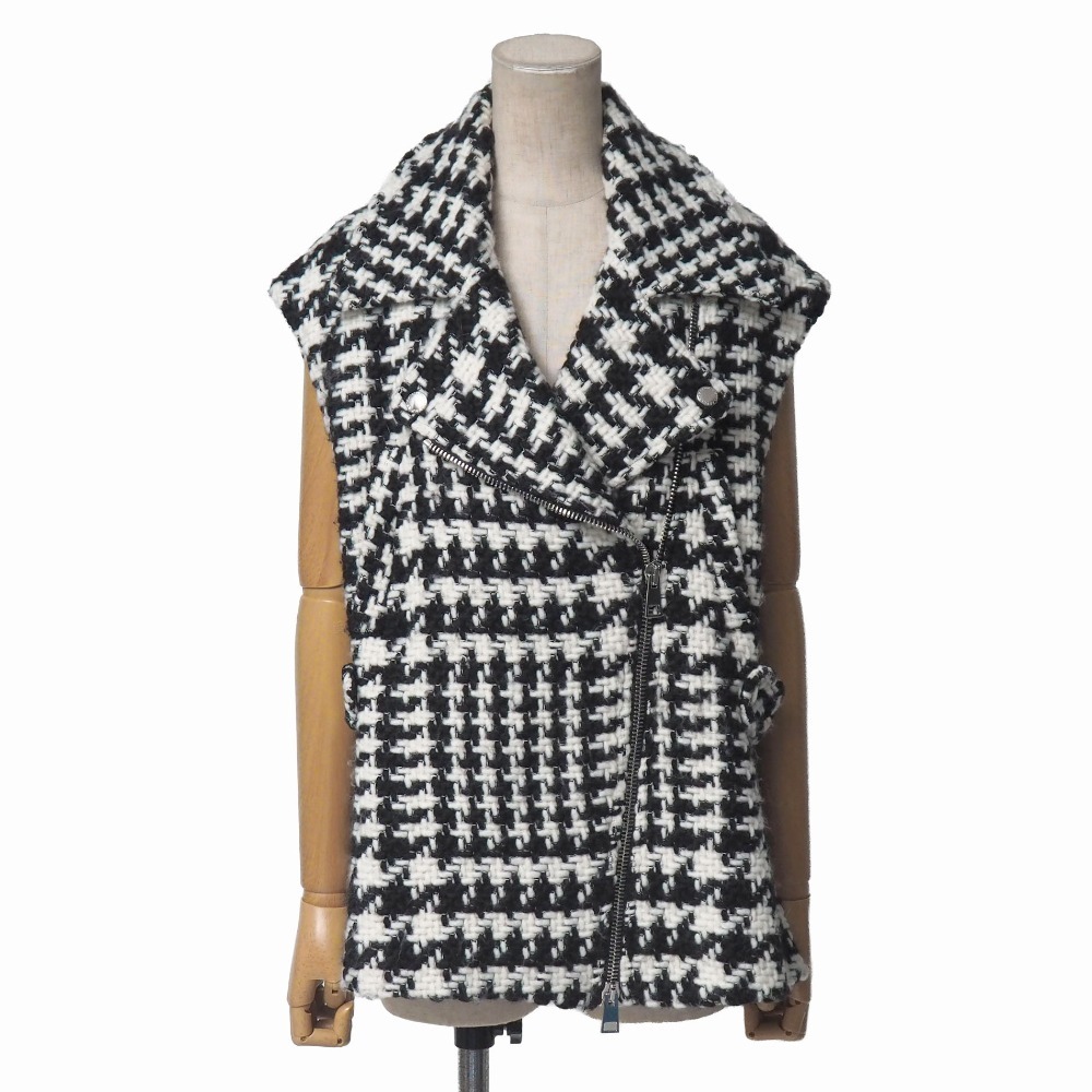 ERMANNO SCERVINO エルマンノ シェルヴィーノ ジャケット サイズ- ノースリーブ ツイード ライダース ベスト