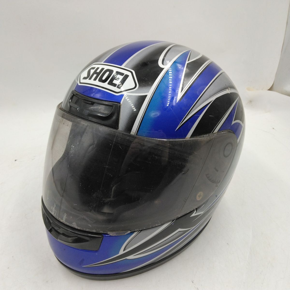 SHOEI ショーエイ フルフェイス L 59-60cm バイク オンロード ストリート ツーリング 青 黒 銀 デザイン シールド レース RFD