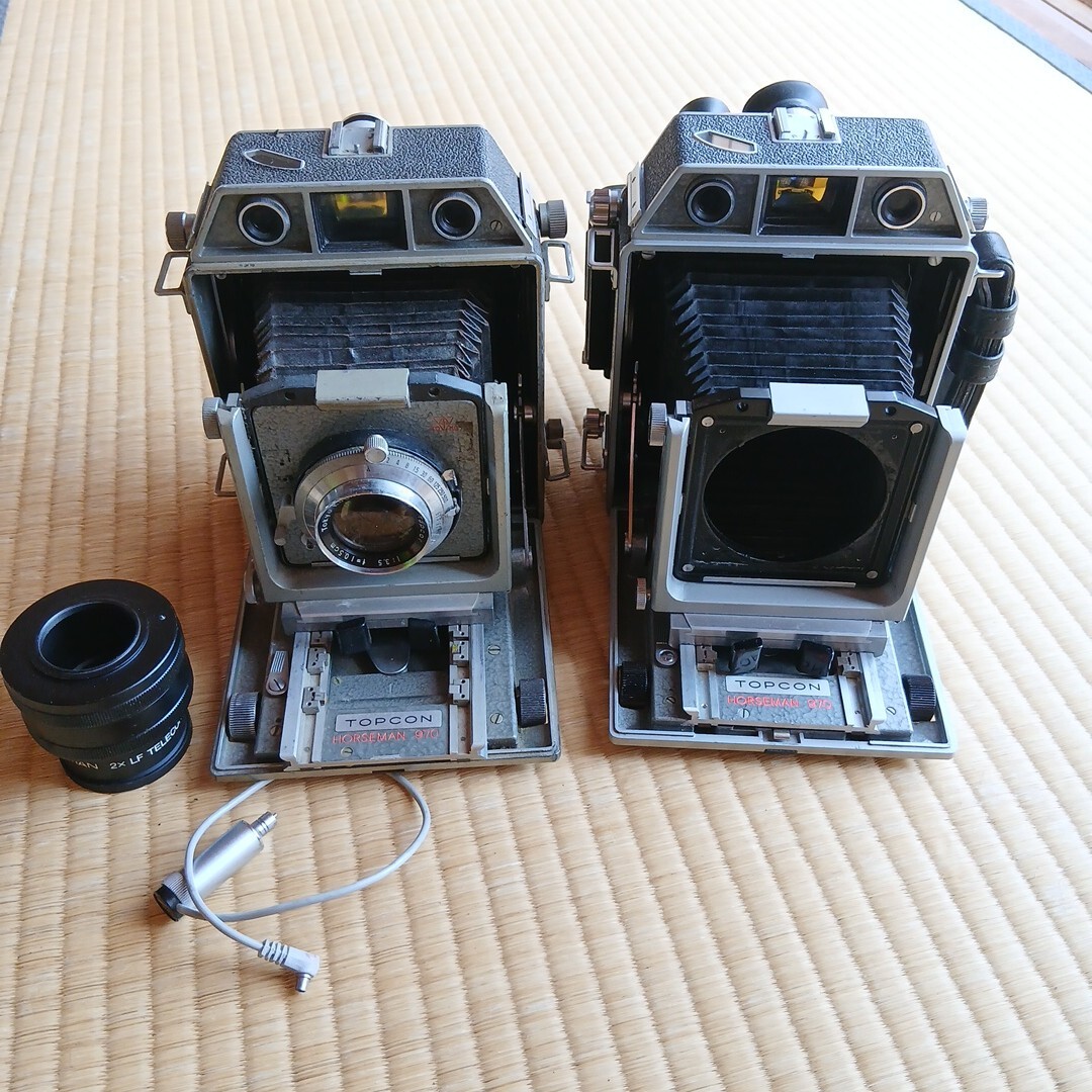 蛇腹カメラ HORSEMAN　ホースマン　 TOPCON 970 2点　10.5cm レンズ、レフコンバーター等　S60 