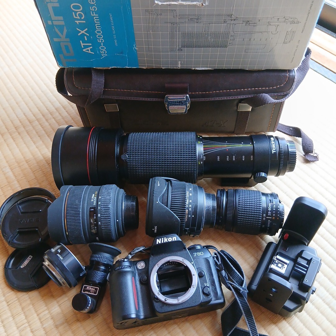 Tokina AT-X 150-500mm Sigma dc 17-70mm 12-24mm af 28-80mm nikon F80 SK-6 DR-3 M2 カメラ レンズまとめて　U5