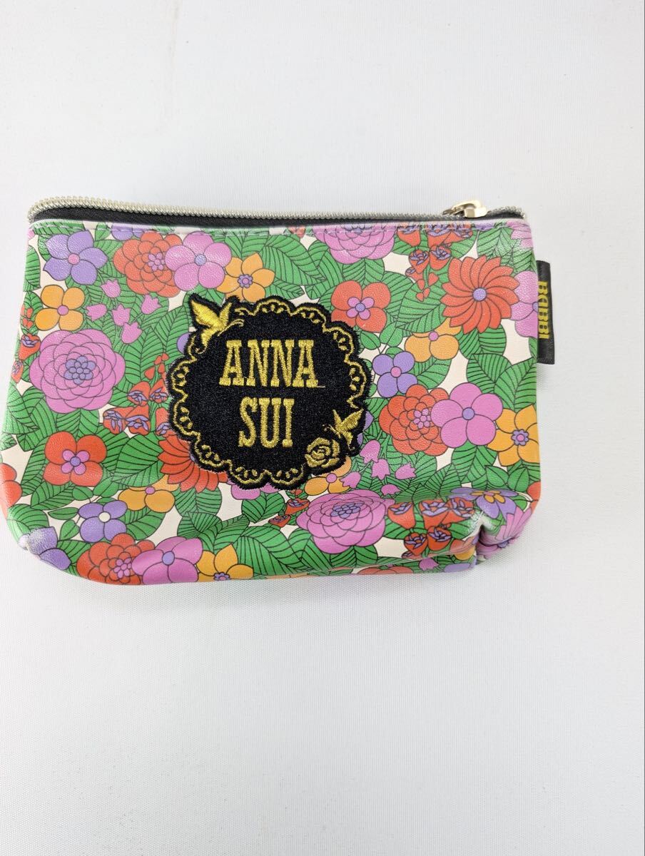 ANNA SUI × BABBI コラボ ポーチ アナスイ バビ 花柄 フラワー 刺繍 ロゴ 小物入れ 管理M18