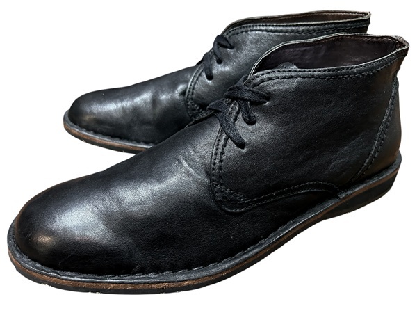 良品 レア John Varvatos ジョン・バルベイトス ピースサイン チャッカブーツ ブラック US9.5M 27.5cm USA 限定 高級革靴 デザートブーツ