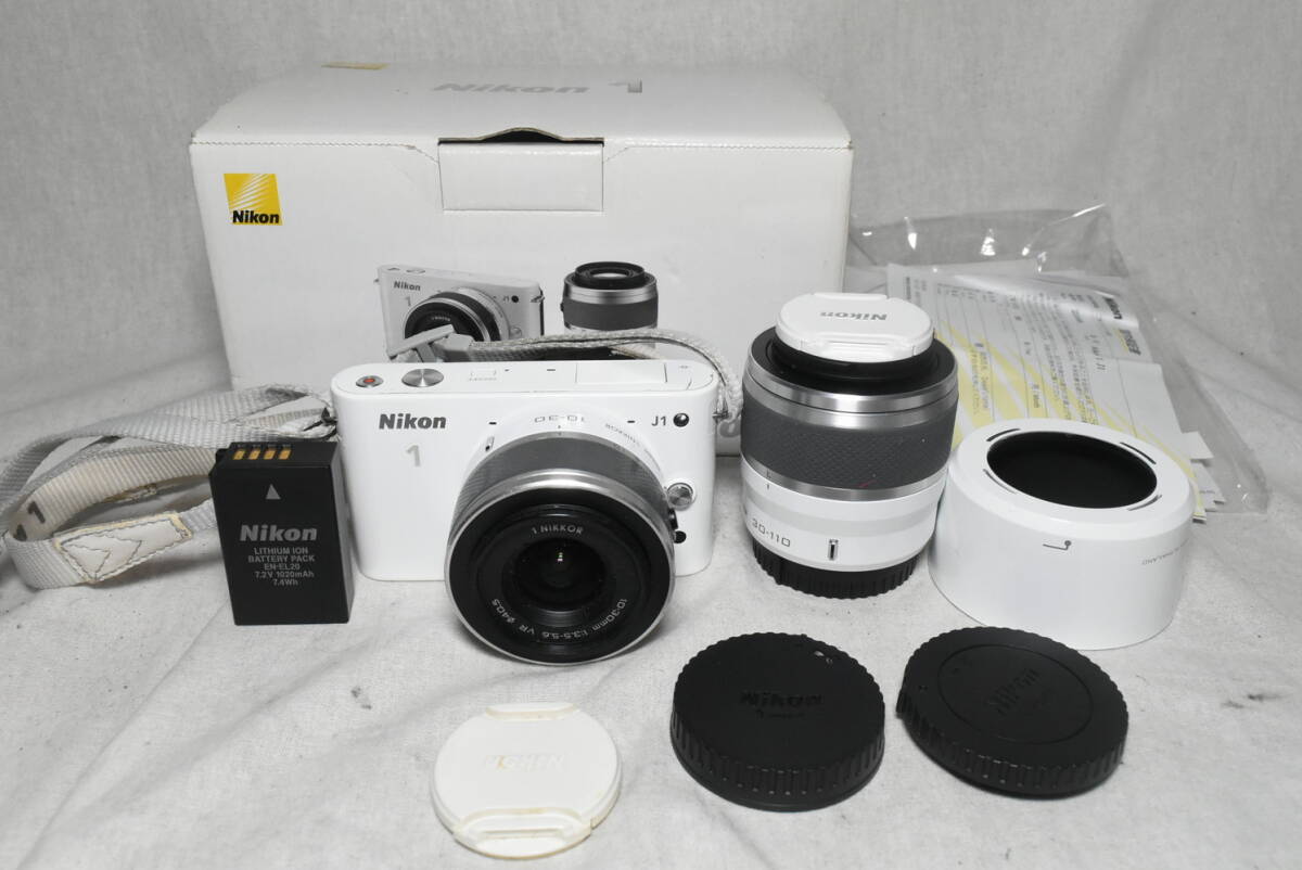 Nikon　ニコン　1　J1　ミラーレス　一眼　デジタルカメラ　デジカメ　10-30mm 1:3.5-5.6 VR 30-110mm 1:3.8-5.6 VR　箱付き