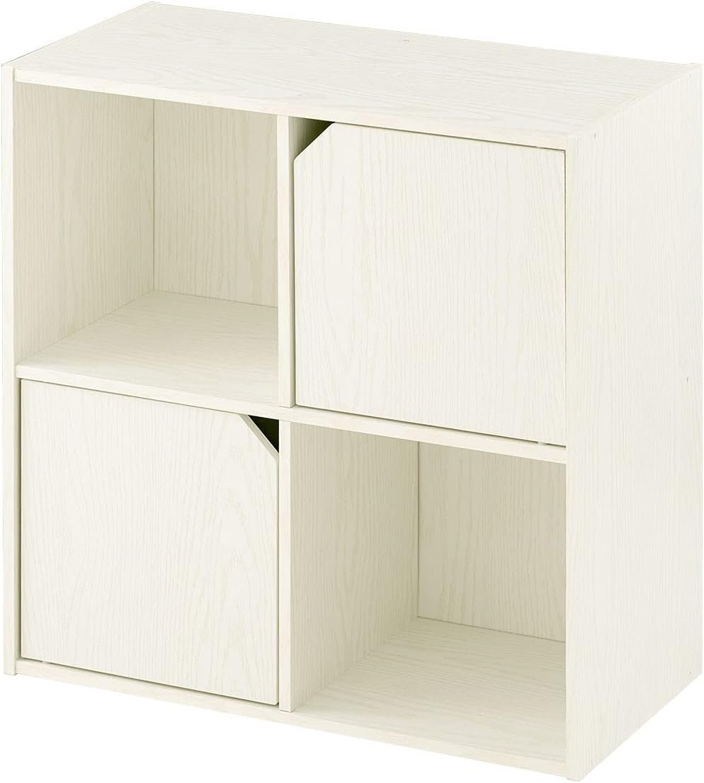 ∞ ぼん家具 キューブボックス LET300248 Bタイプ ホワイト 60×29×60cm 収納棚 カラーボックス 扉 白 □H8