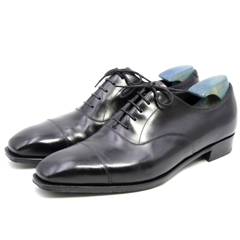 Anthony Cleverley アンソニークレバリー UK8.5E ストレートチップ Bodie カーフ キャップトゥ 内羽根 レザーソール ブラック 35005323