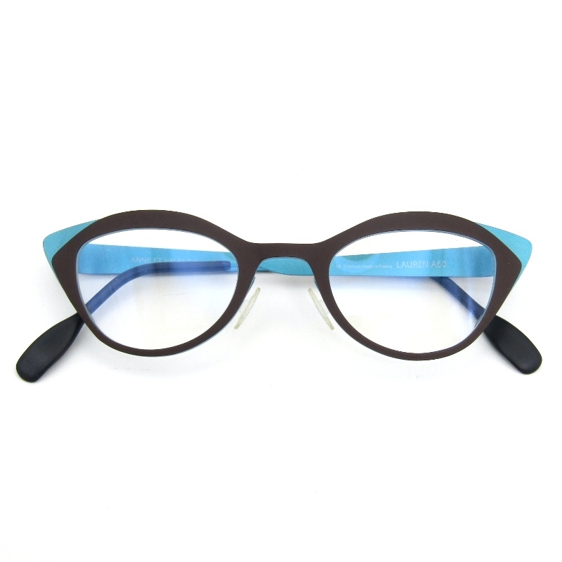 未使用 ANNE ET VALENTIN アンバレンタイン メガネフレーム LAUREN フランス製 ローレン A60 ブラウン/ライトブルー 54000506