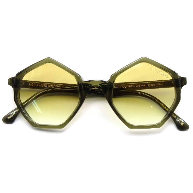 未使用 OLIVER GOLDSMITH オリバーゴールドスミス サングラス POLYGON WS イタリア製 ポリゴン ヘプタゴン 七角形 Dark Olive 61004965