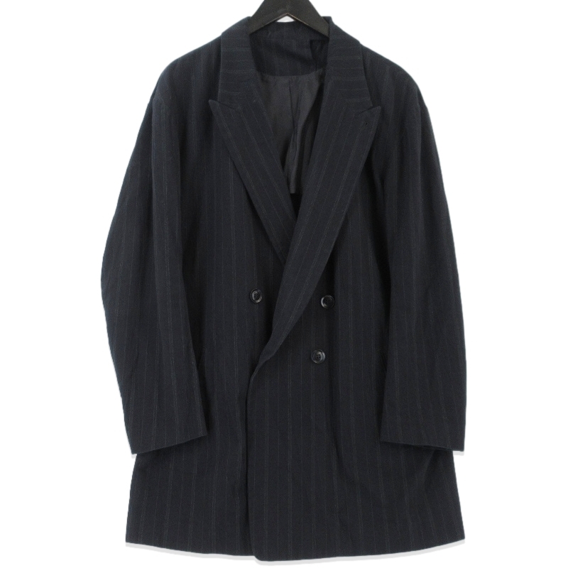 Y’s ワイズ テーラードジャケット YD-J01-010 21SS C/STRIPE BIG TAILORED JACKET ダブルブレスト レディース ブラック 黒 1 99000522