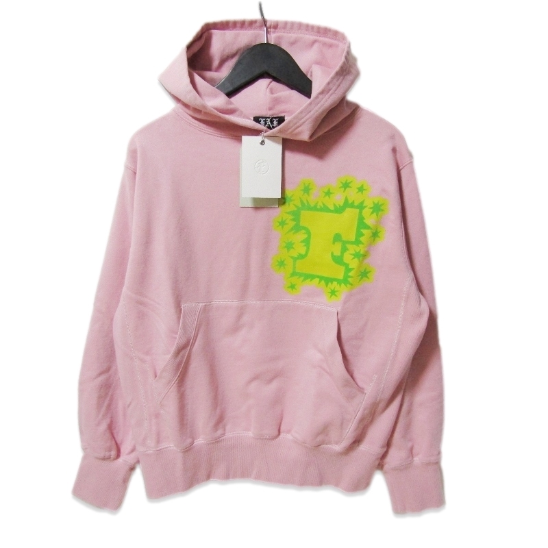 未使用 FAF エフエーエフ FLOCKY LOGO HOODIE 33421205 プルオーバーパーカー プリント ピンク M 27113043