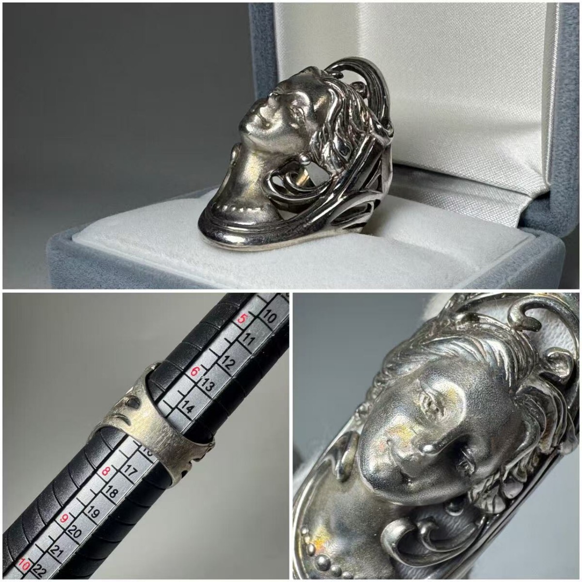 AS508 シルバーアクセサリー　Silver 女神アテナモチーフ　シルバー指輪　サイズ約15号