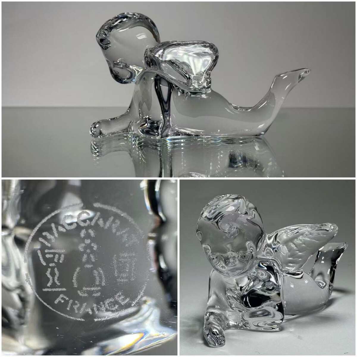 AS509 Baccarat バカラ　エンジェル　天使　置物　インテリア　飾物　H6cm