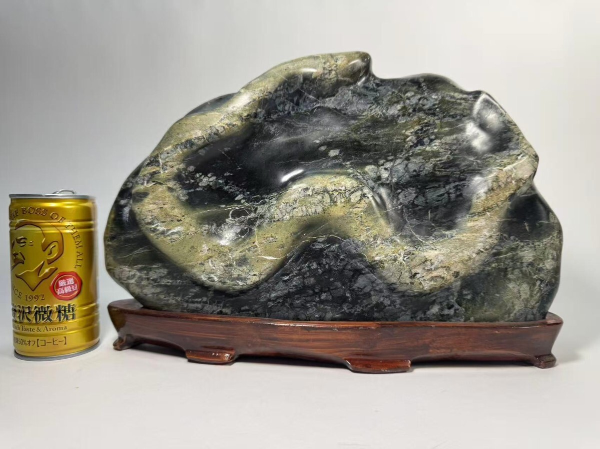 AS532 鑑賞石　蛇石　蛇紋石　盆石　自然石　置物　鉱石　パワーストーン　H19.7cm