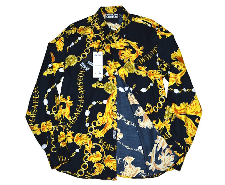 【新品】通年 ヴェルサーチ Versace Jeans Couture 高級バロック調ドレスシャツ 52 (XLサイズ程度）王道/圧巻 紙タグ付き 10106