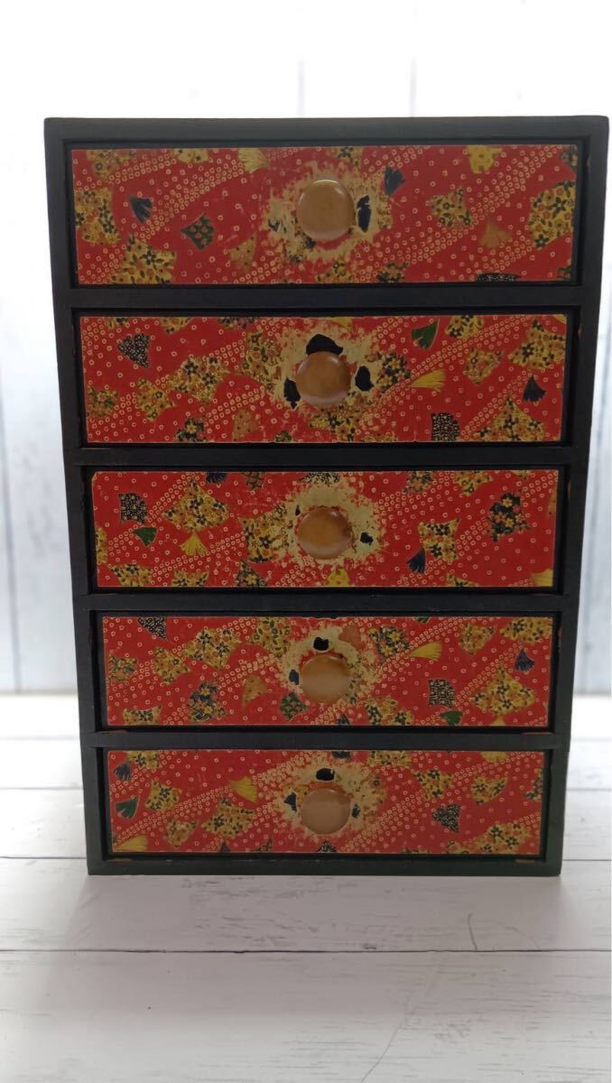 和風 小引き出し 5段 和柄 アンティーク調 小物入れ レトロ 収納