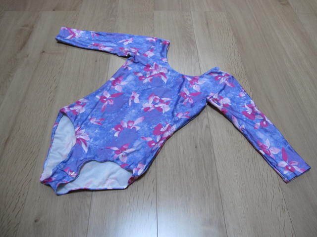 【即決価格 送料込み】チャコット(Chacott) 七部袖パンチ付Ptレオタード Ｌ パープル系 スナップ/ホック/クロッチ 体操/新体操 美品