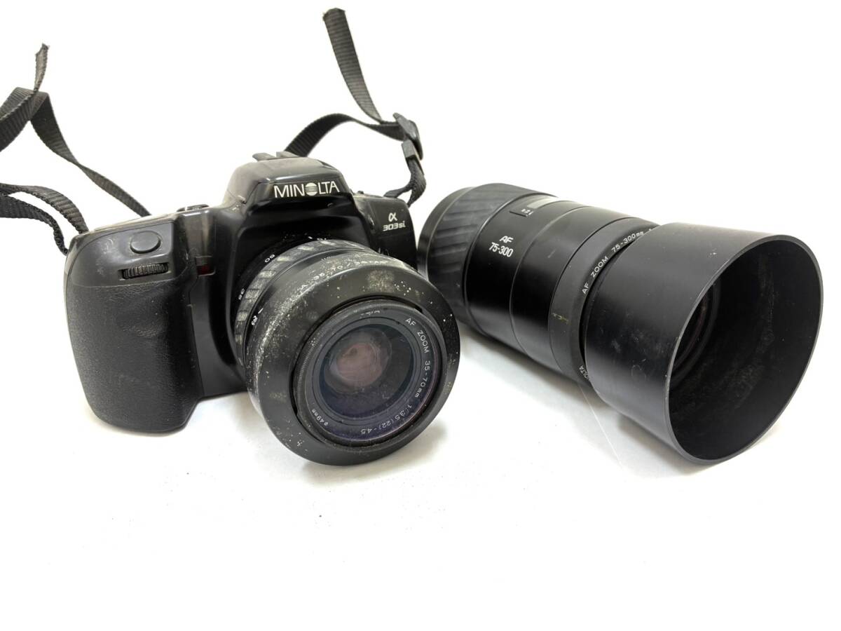 MINOLTA ミノルタ α 303si 35-70mm 1:3.5(22)-4.5 一眼レフ 3273 フィルムカメラ ZOOM レンズ AF 75-300mm 動作未確認 現状品 1円出品 W