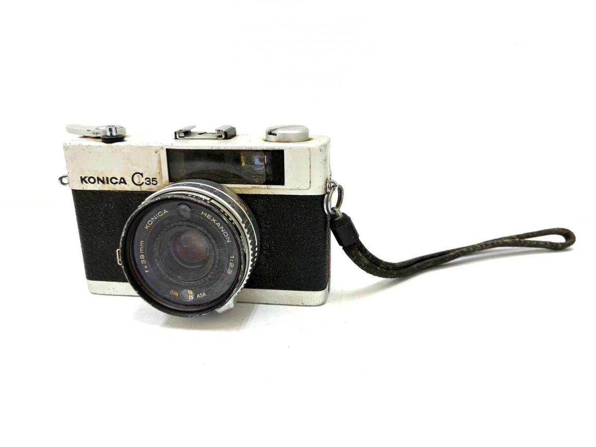 コニカ フィルムカメラ C35 1:2.8 f＝38㎜ Konica E&L HEXANON 3-167 コンパクトフィルムカメラ シャッターOK 動作未確認 1円出品 RS