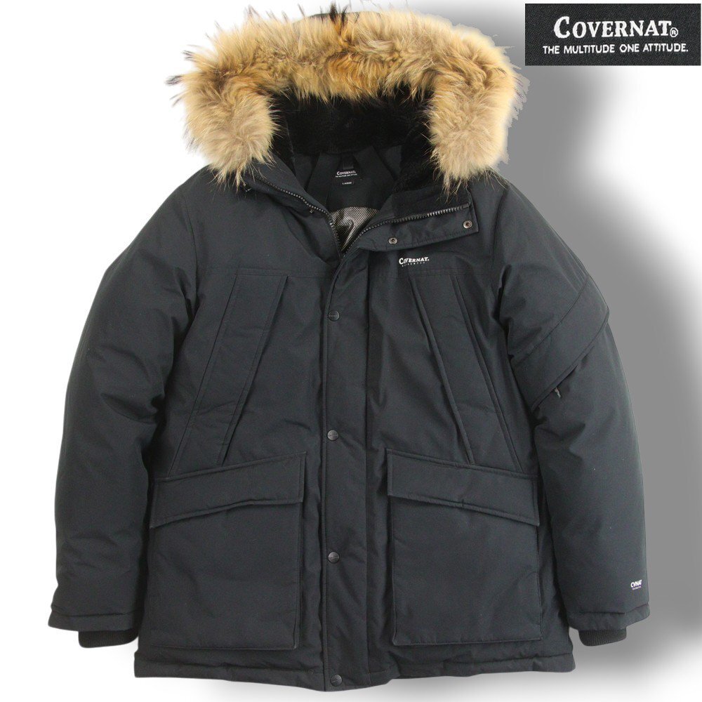 極美品 COVERNAT カバーナット CVNAT テクニカル生地 ラクーンファー フード付き アークティック ダウンパーカ 黒 L【参考価格￥54,800-】
