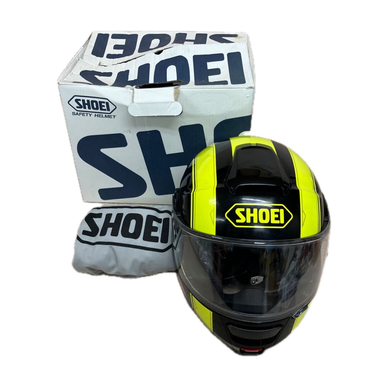 B0910 希少 SHOEI ショウエイ NEOTEC フルフェイスヘルメット Lサイズ フルフェイス ヘルメット イエロー×ブラック