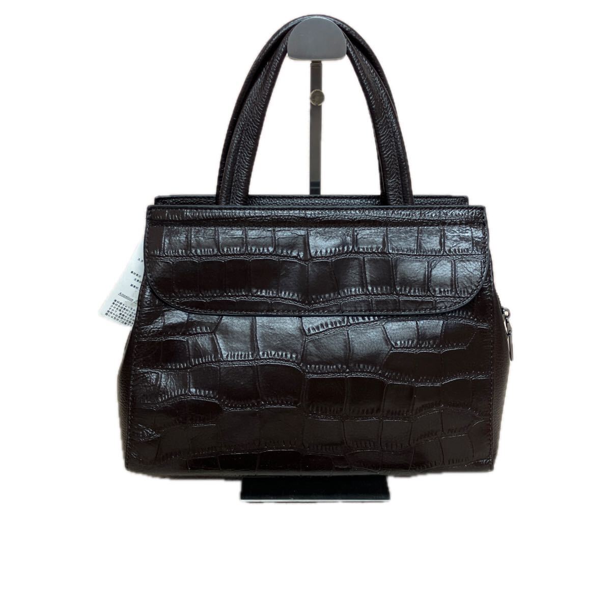 Q0484 未使用 タグ有 elfi レディース ハンドバッグ ショルダーバッグ 2way ブラウン系 牛革