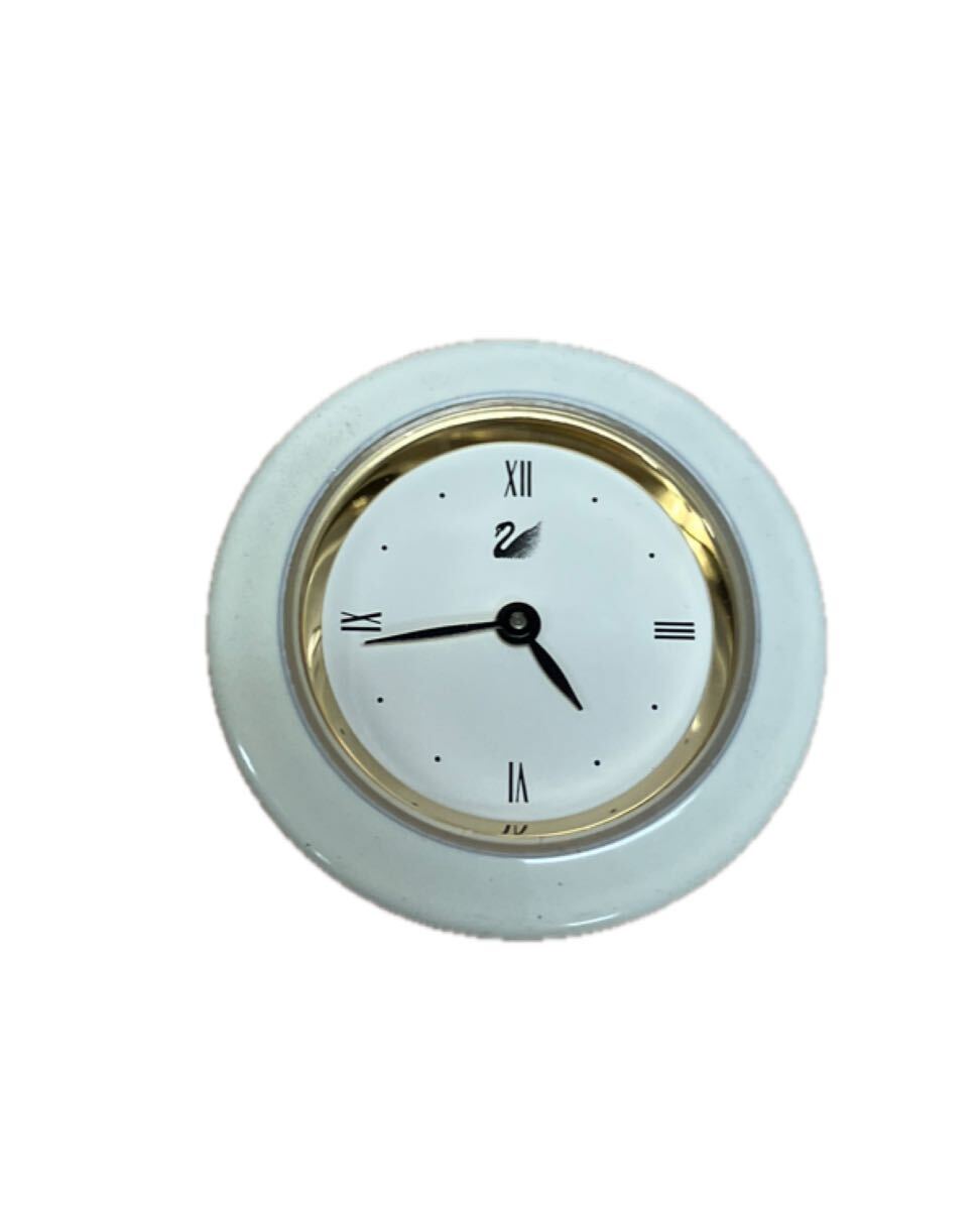 A0243 希少 レア スワロフスキー クリスタル ブック型 QZ ホワイト文字盤 置時計 送料一律230円