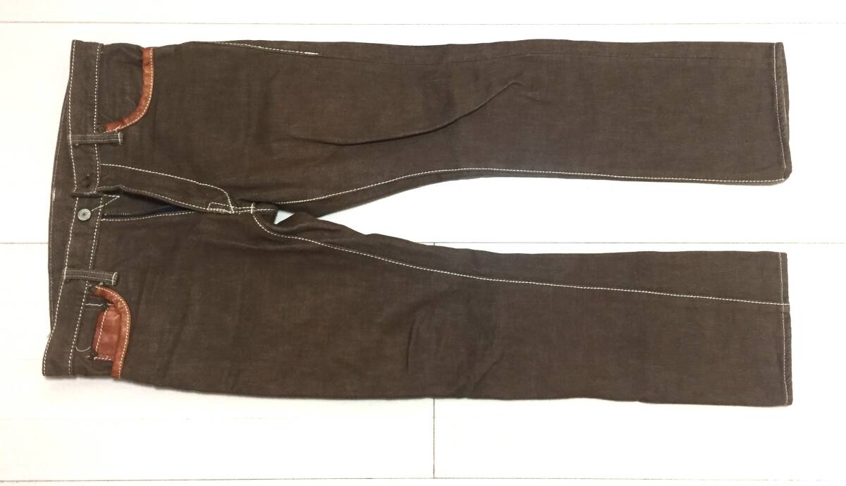 スカルジーンズ サイズ32 ブラウンデニム ビンテージズボン