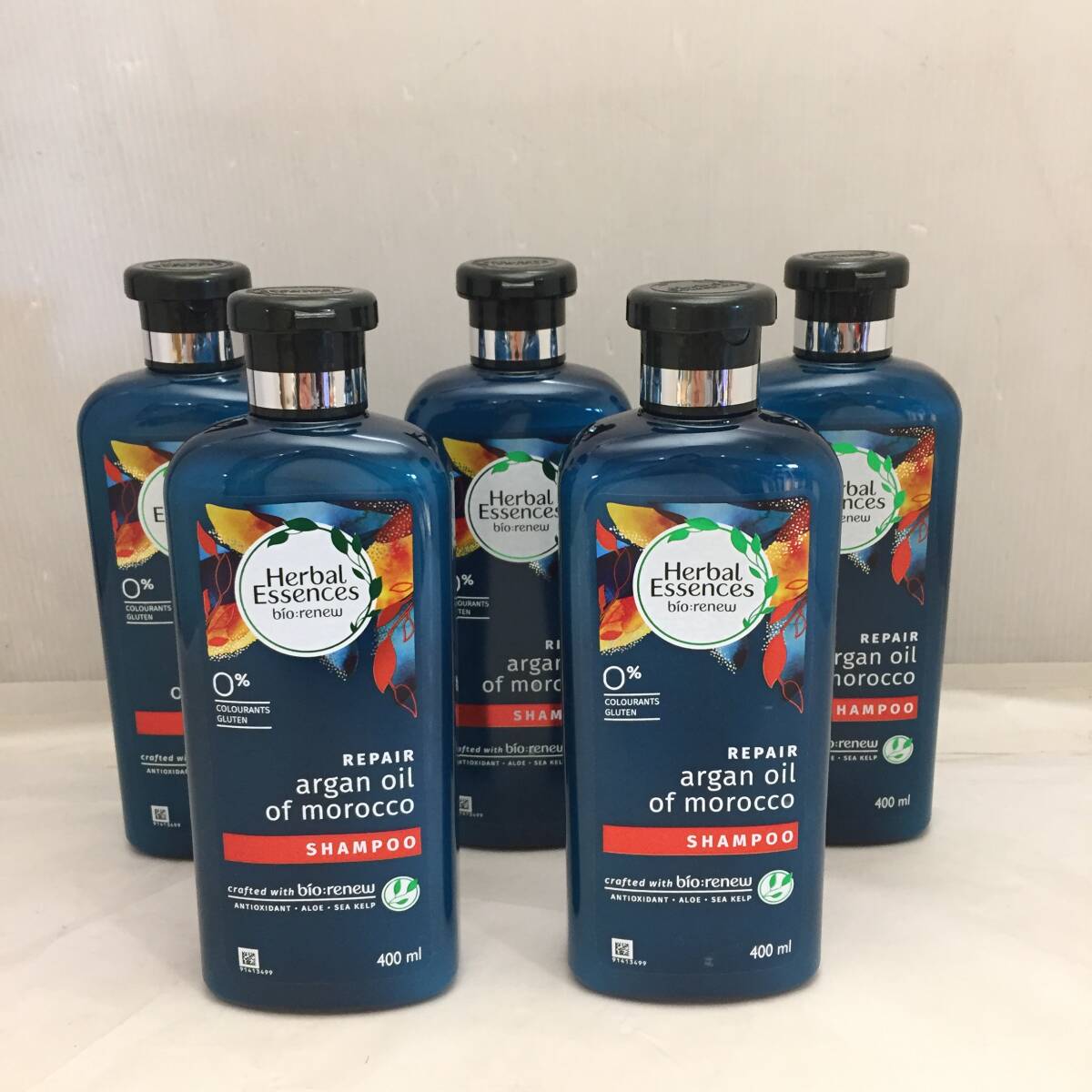 F030203◎未使用 ハーバルエッセンス ビオリニュー モロッカンオイル シャンプー P＆G 400ml 5点セット 長期保管品◎