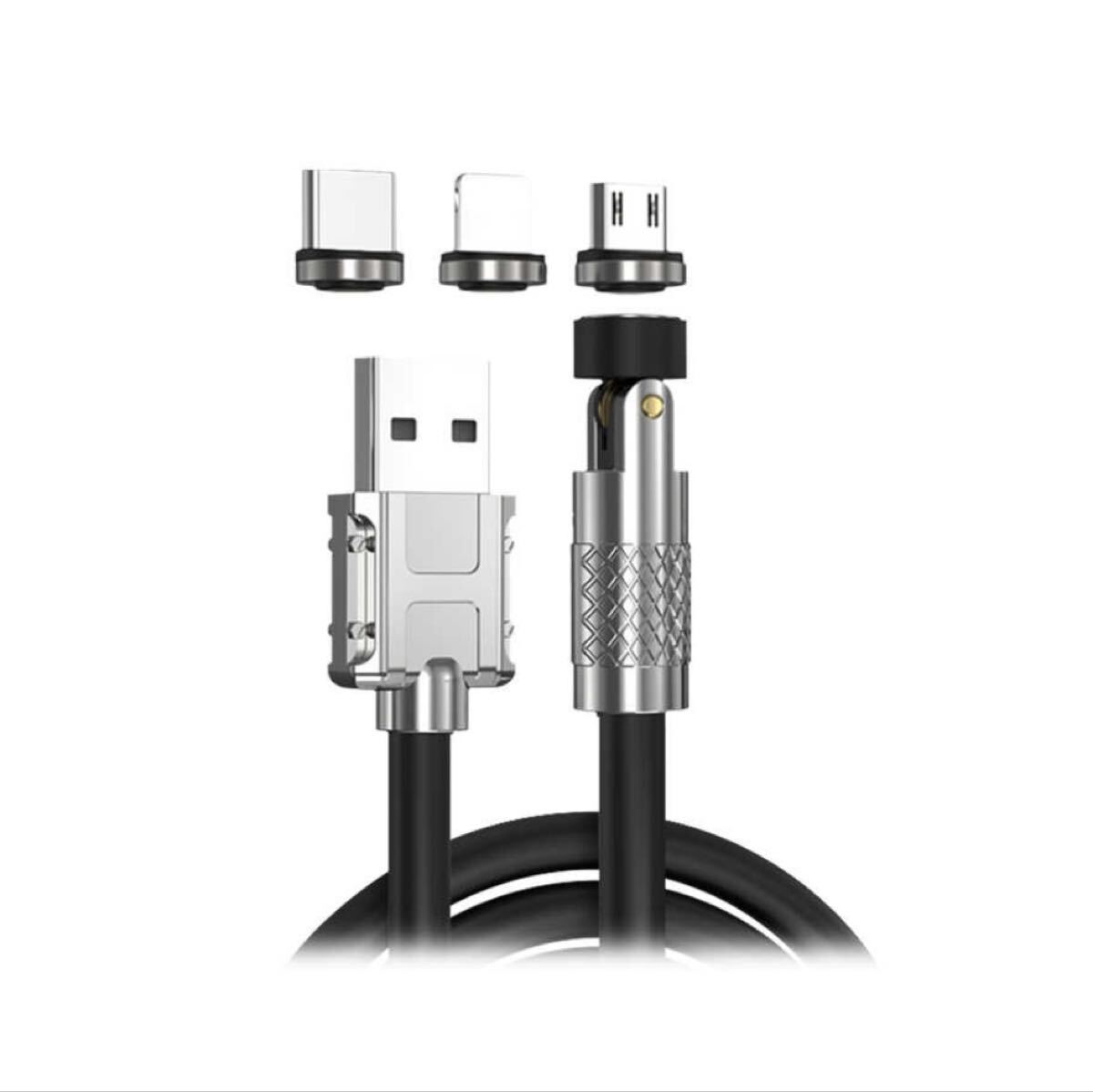 7ピンUSB-Cケーブル２本 Type-C + Apple + MicroUSB 3種類マグネット端子6個 データ転送 120W 急速充電 