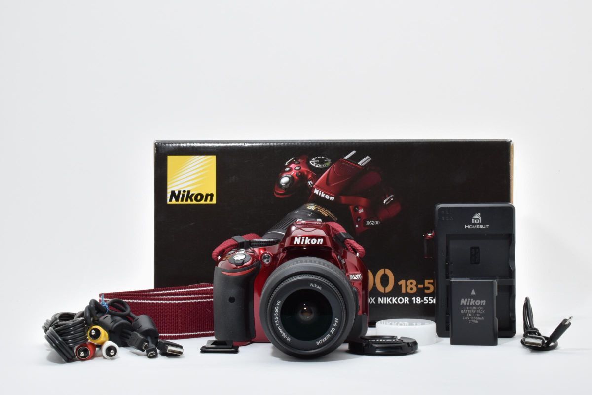 【箱付き】Nikon ニコン D5200 レンズキット レッド デジタル一眼レフカメラ #1-1
