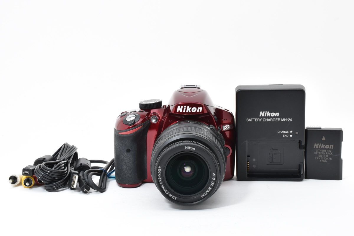 【大人気】 Nikon ニコン D3200 レンズキット レッド デジタル一眼レフカメラ #B62
