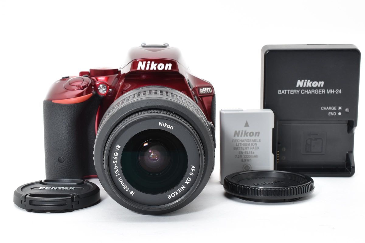 【動作好調】 Nikon ニコン D5500 レンズセット レッド デジタル一眼レフカメラ #4224