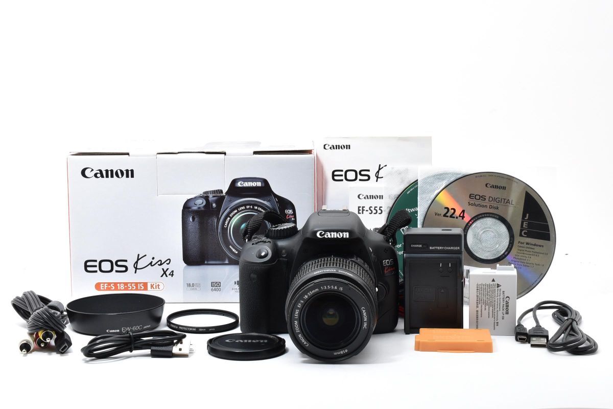【箱付き】 Canon キャノン EOS Kiss X4 レンズキット デジタル一眼レフカメラ #52-10