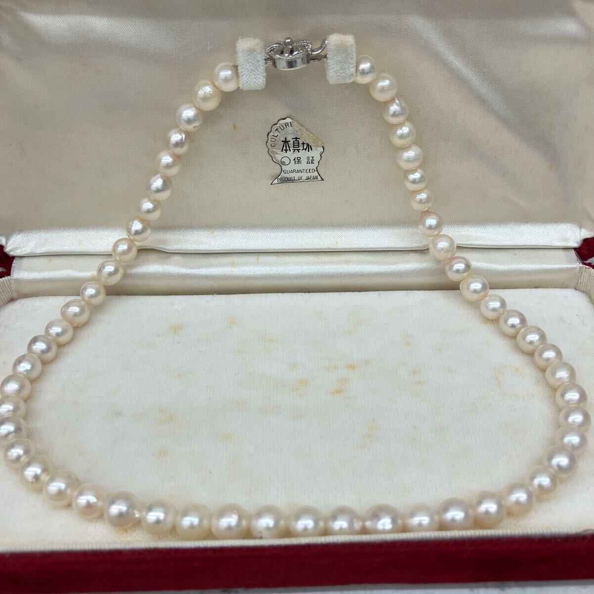 本真珠 ネックレス SILVER刻印 パール ネックレスアクセサリー アコヤパール 冠婚葬祭 ホワイト系【9733】