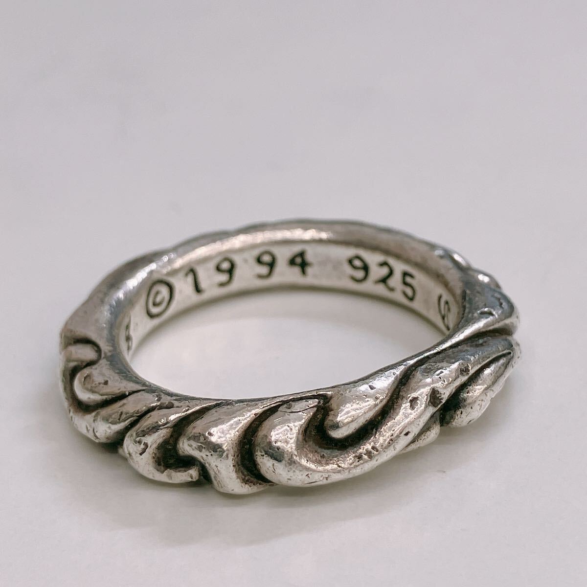 鑑定済 クロムハーツ CHROME HEARTS スクロールバンドリング リング シルバー 指輪 BAND クロスリング スクロール 約26号 925【9678】