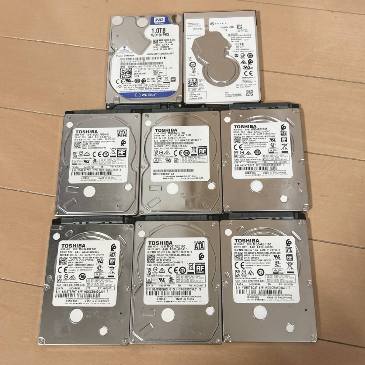 ☆☆1円スタート☆☆送料無料☆☆1TB HDD 9台セット 2.5インチ SATA WD Seagate Toshiba まとめ売り ノートPC用
