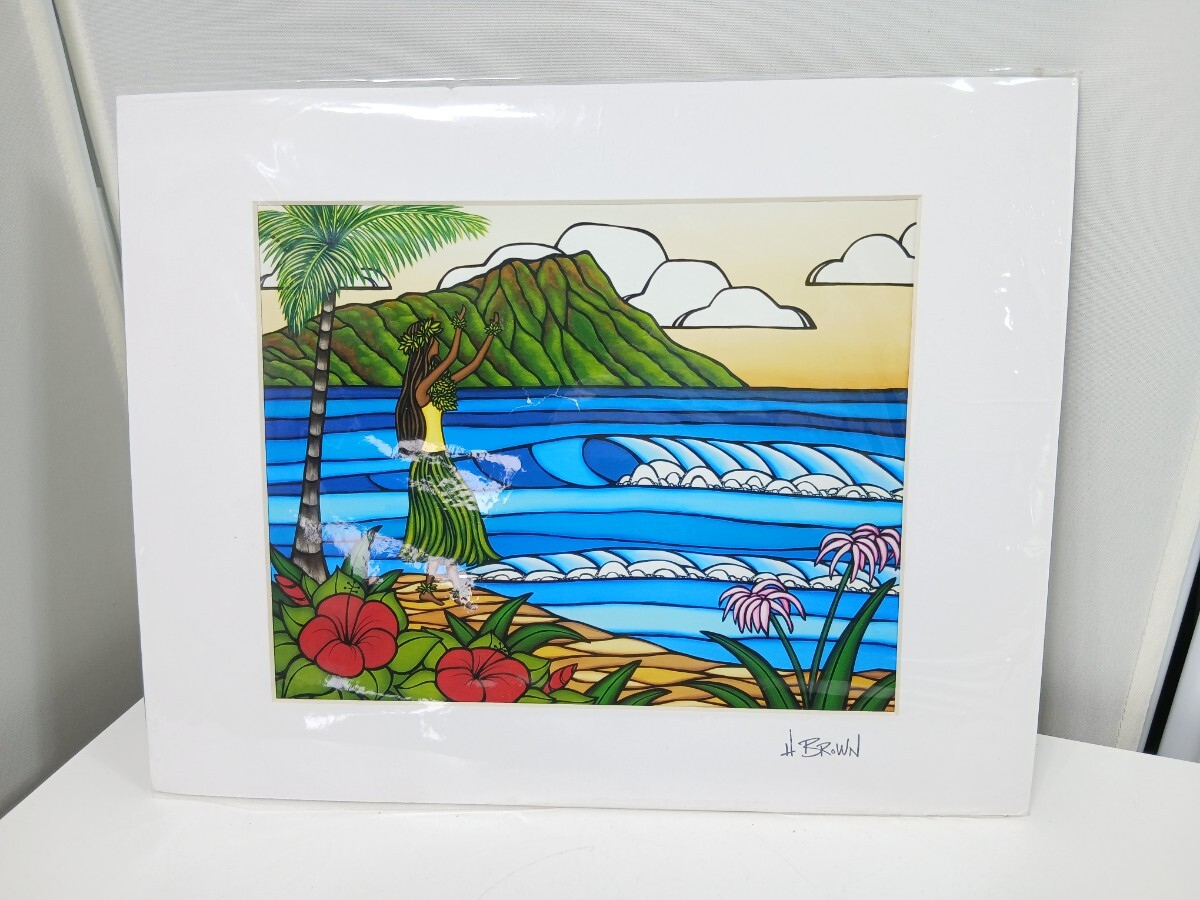 #1929 ヘザーブラウン HULA GIRL サーフアート インテリア/和歌山県にて引き取り大歓迎