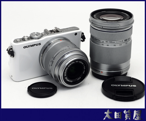 44)オリンパス OLYMPUS PEN Lite E-PL3 ボディ + レンズ2本 M.ZUIKO 14-42mm F3.5-5.6ⅡR /ED 40-150 F4.0-5.6 R 動作品 中古☆1円～