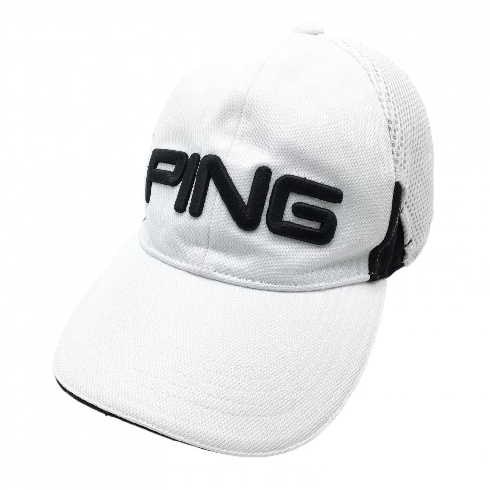 ピン キャップ 白×黒 ロゴ刺しゅう ONE SIZE ゴルフウェア PING